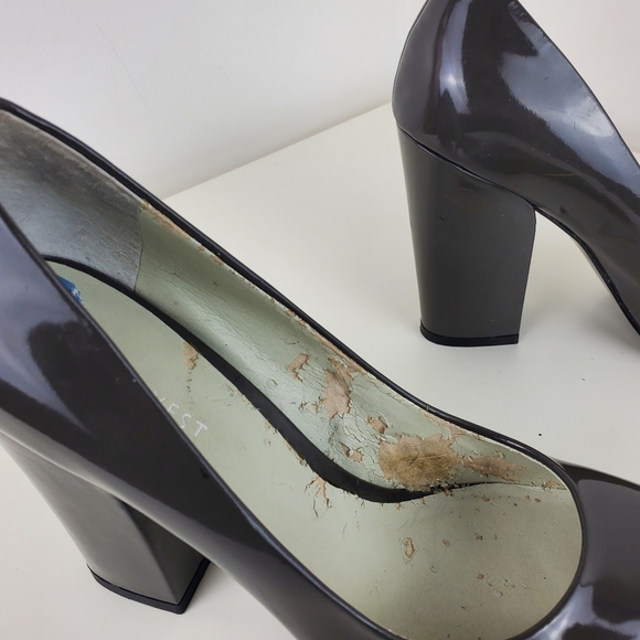 Nine West Women Pumps Grey Color Patent Leather Block Heel Size 7.5 - Picture 4 of 10